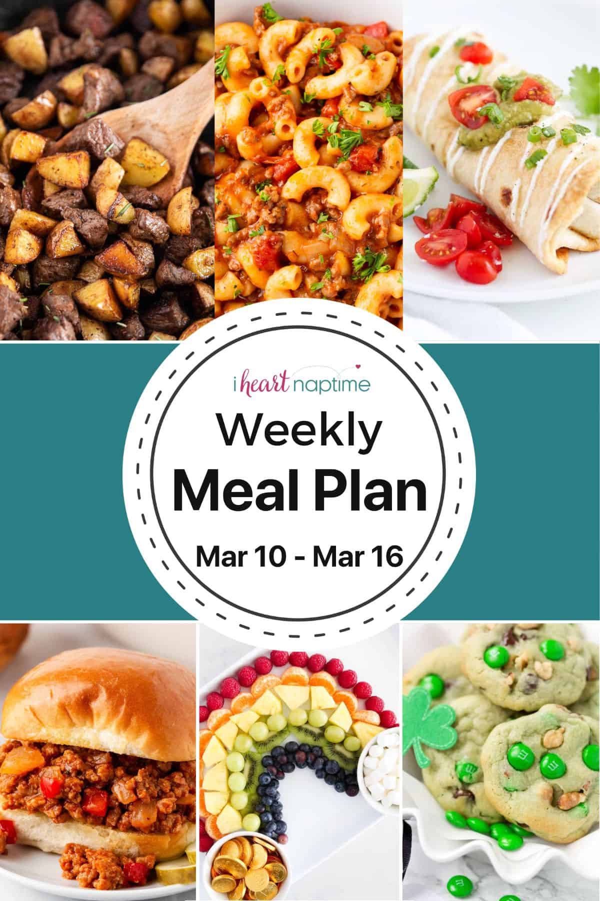 Photo recipes for a weekly meal plan for I Heart Naptime.