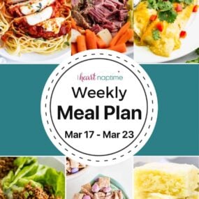 Weekly meal plan recipe photo collage for I Heart Naptime.