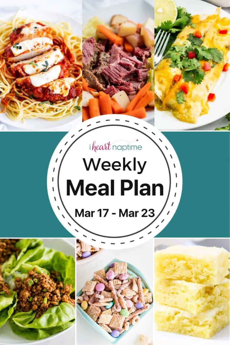 Weekly meal plan recipe photo collage for I Heart Naptime.