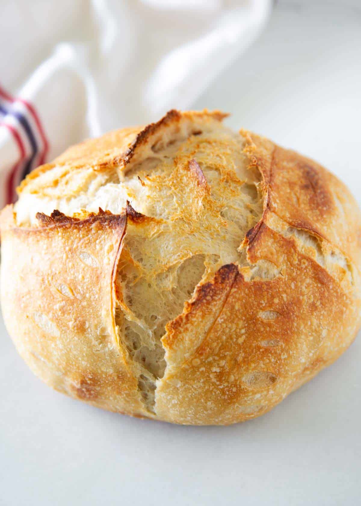 Sourdough bread on counter.