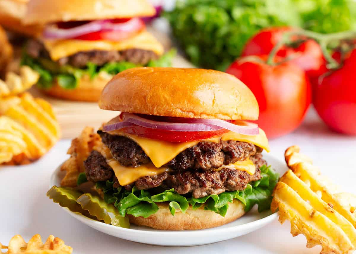 Smash burger recipe on a bun with cheese.