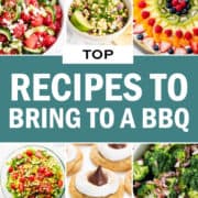 A photo collage of best recipes to bring to a BBQ.