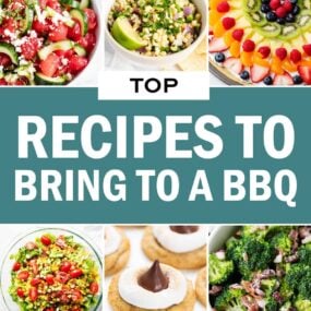 A photo collage of best recipes to bring to a BBQ.