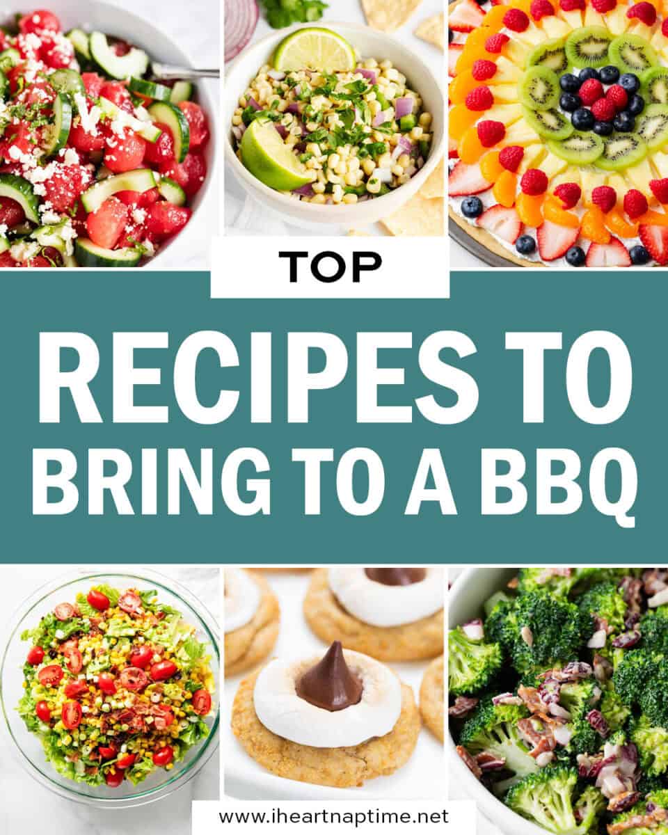 A photo collage of best recipes to bring to a BBQ.