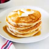 Sourdough pancakes on a plate.