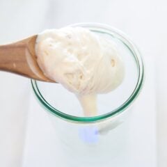 Sourdough starter in a jar.