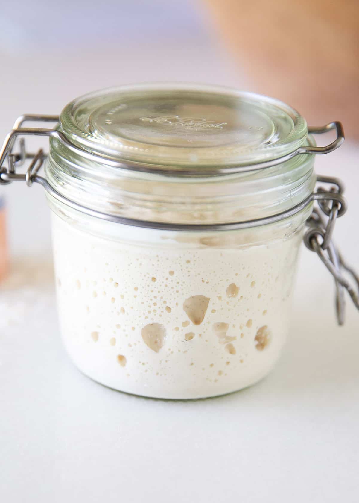 Sourdough starter recipe in a jar.