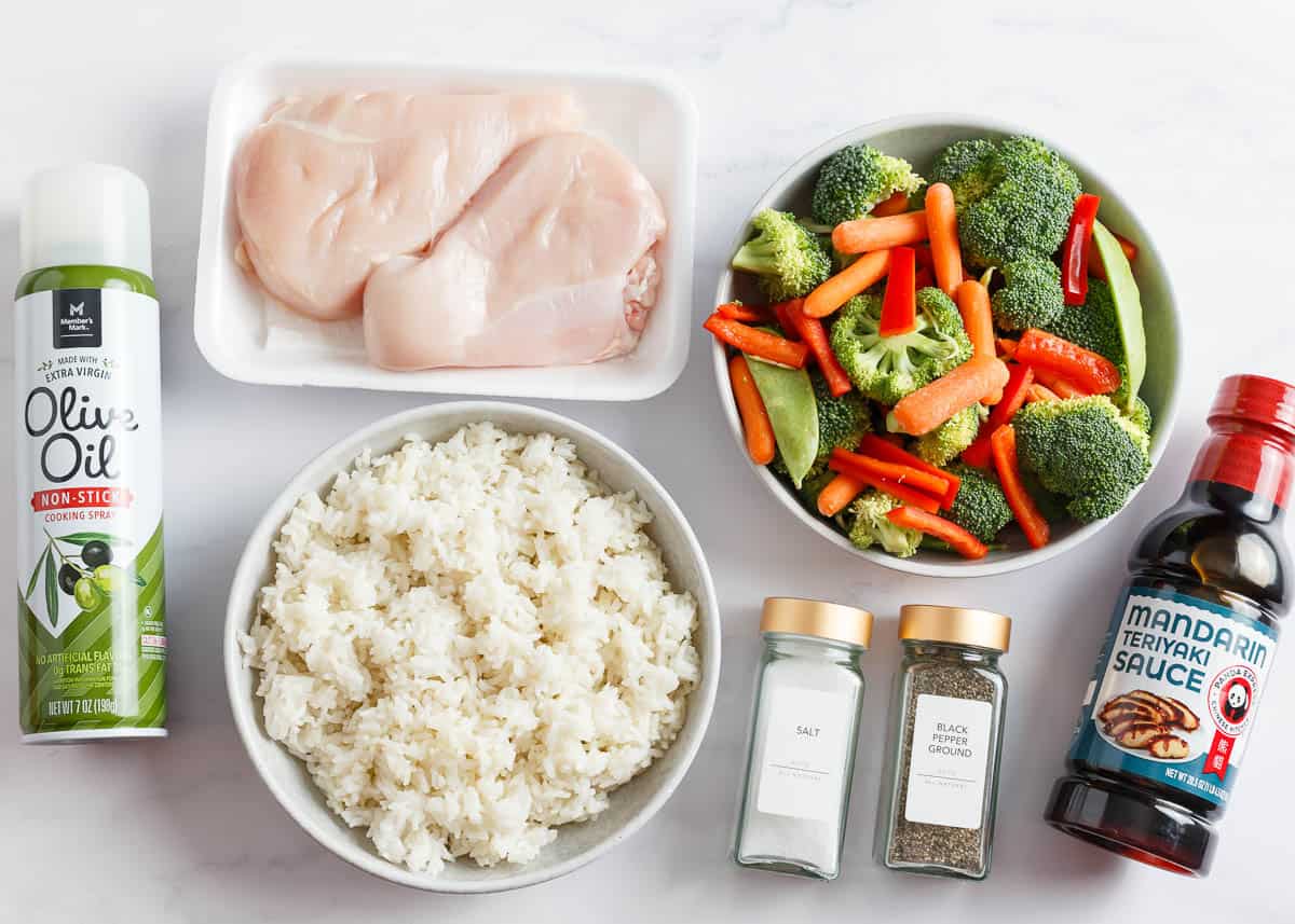 All you need for this easy chicken teriyaki casserole is chicken, cooked rice, veggies, and teriyaki sauce for a quick, healthy, and flavorful meal any night of the week! Mixed vegetables, teriyaki sauce, chicken, rice and seasonings.