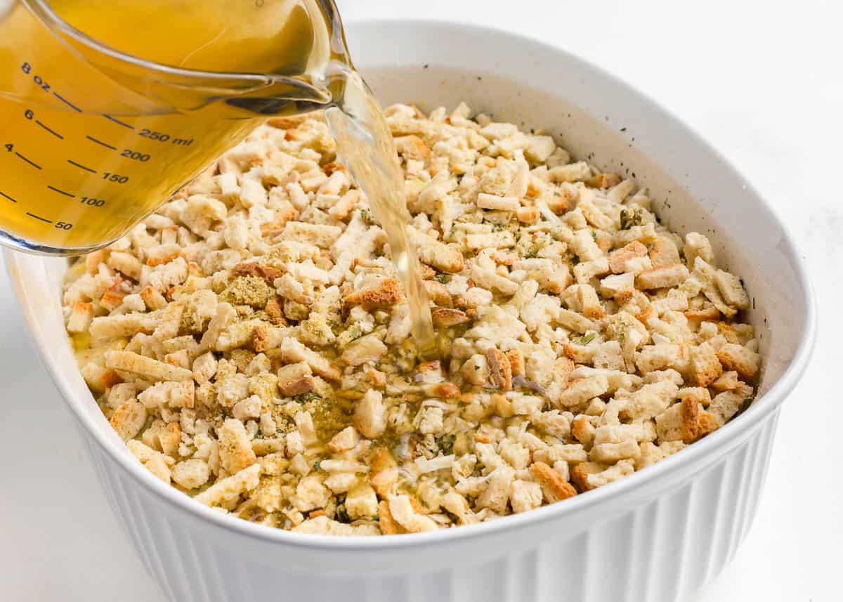 Pouring brother over stuffing.