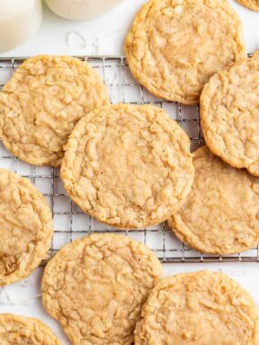 Coconut cookies on a cooling rack.