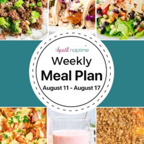A collage of recipe photos for I Heart Naptime meal plan.