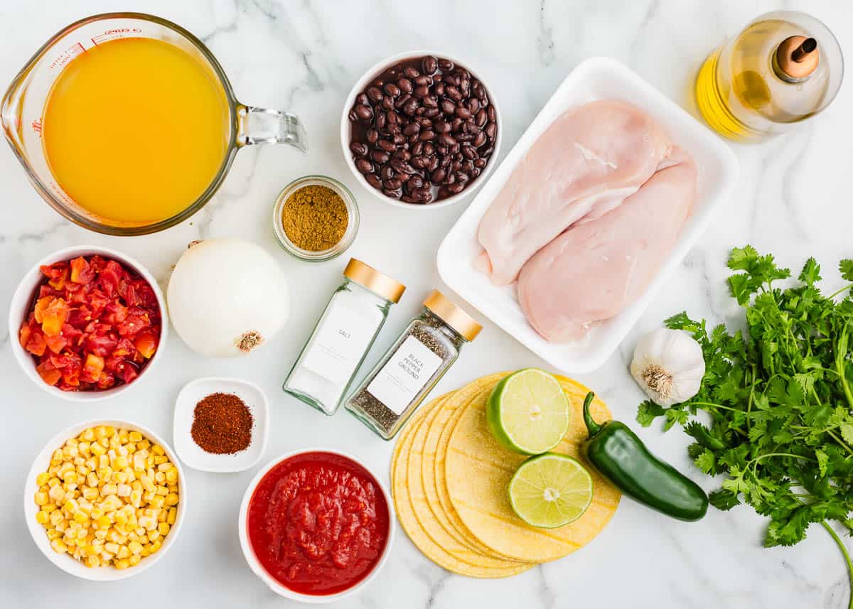 Crockpot Chicken Tortilla Soup Ingredients.