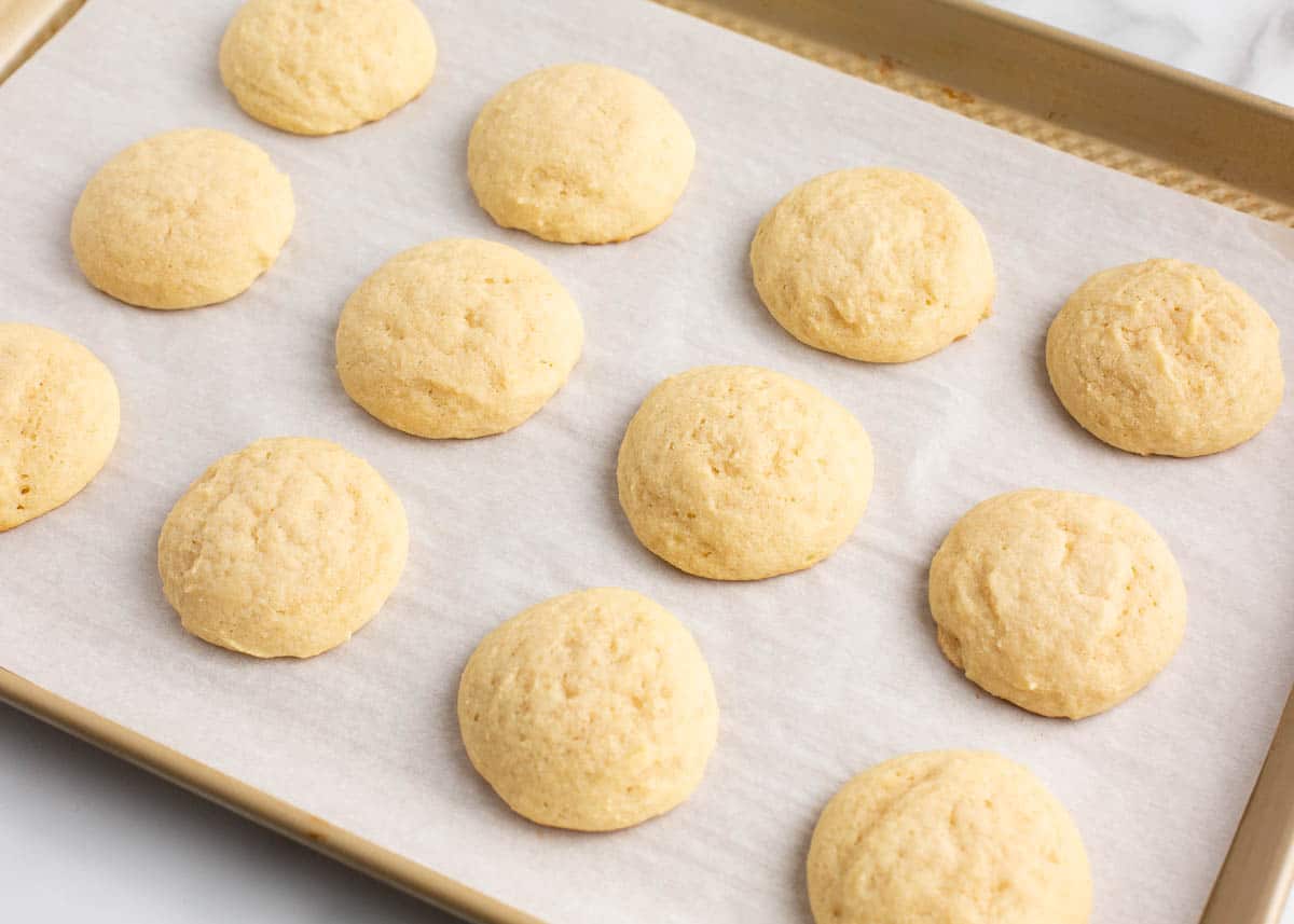 Italian cookies on a baking sheet.