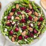 Beet salad in a stone bowl.