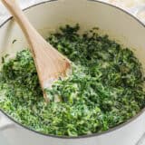Cooking creamed spinach recipe.
