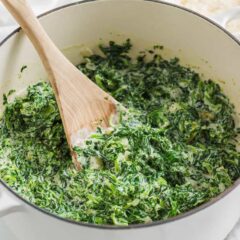 Cooking creamed spinach recipe.