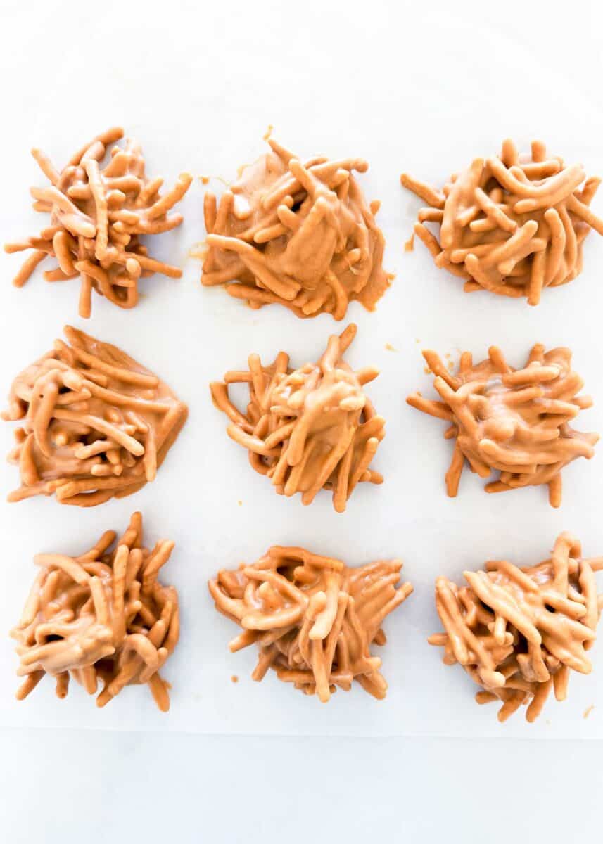 Butterscotch haystacks on the counter. 