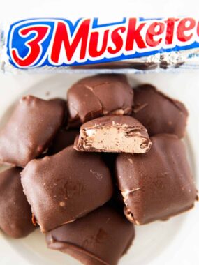 Cool whip candy on a plate.