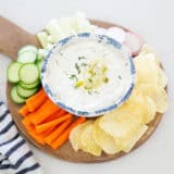 Dill pickle dip on a platter.