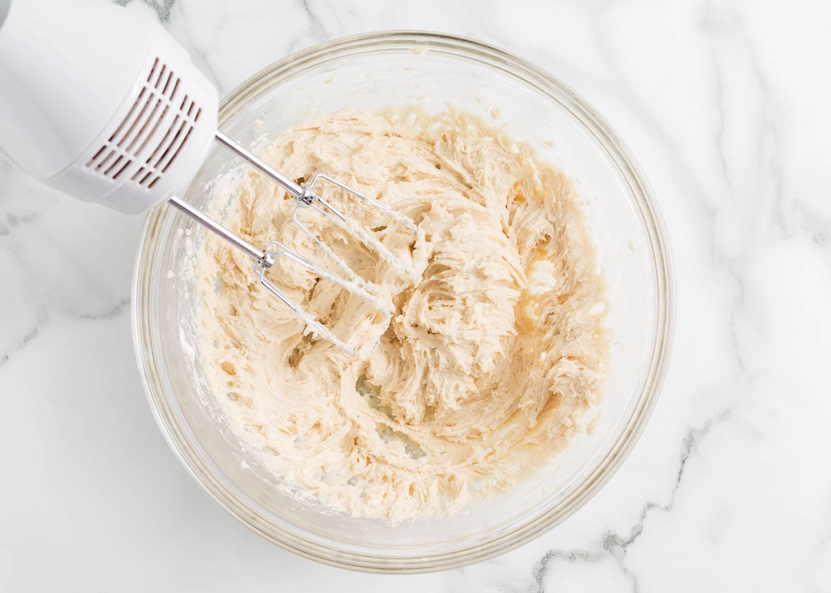 Mixing cookie dough.