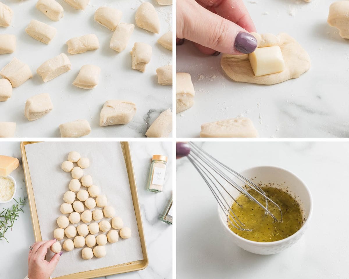 Showing how to make Christmas tree pull apart bread.