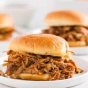Pulled pork slider on a plate.