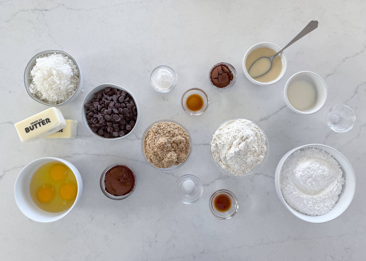 Chocolate almond joy ingredients.