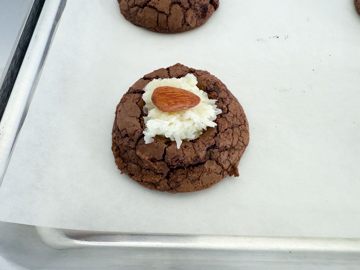 Chocolate almond joy cookies.