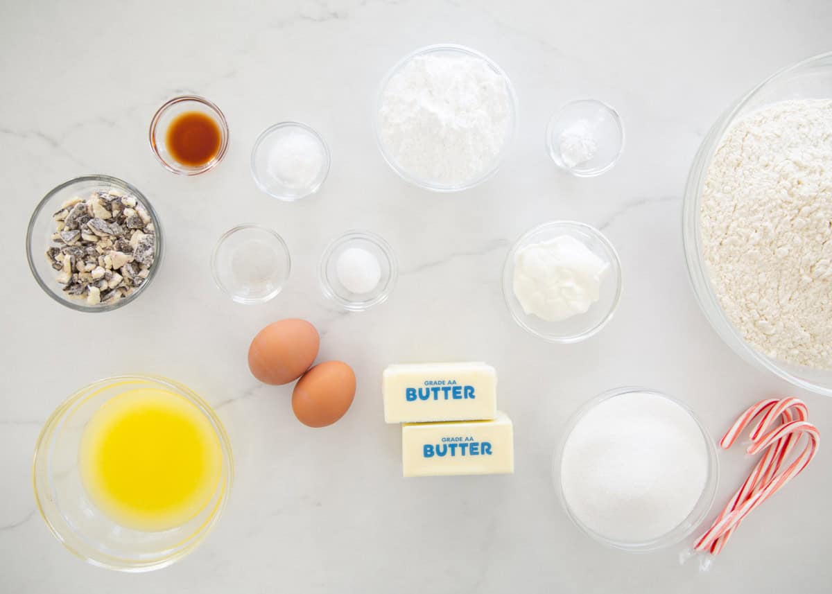 Peppermint sugar cookie ingredients.