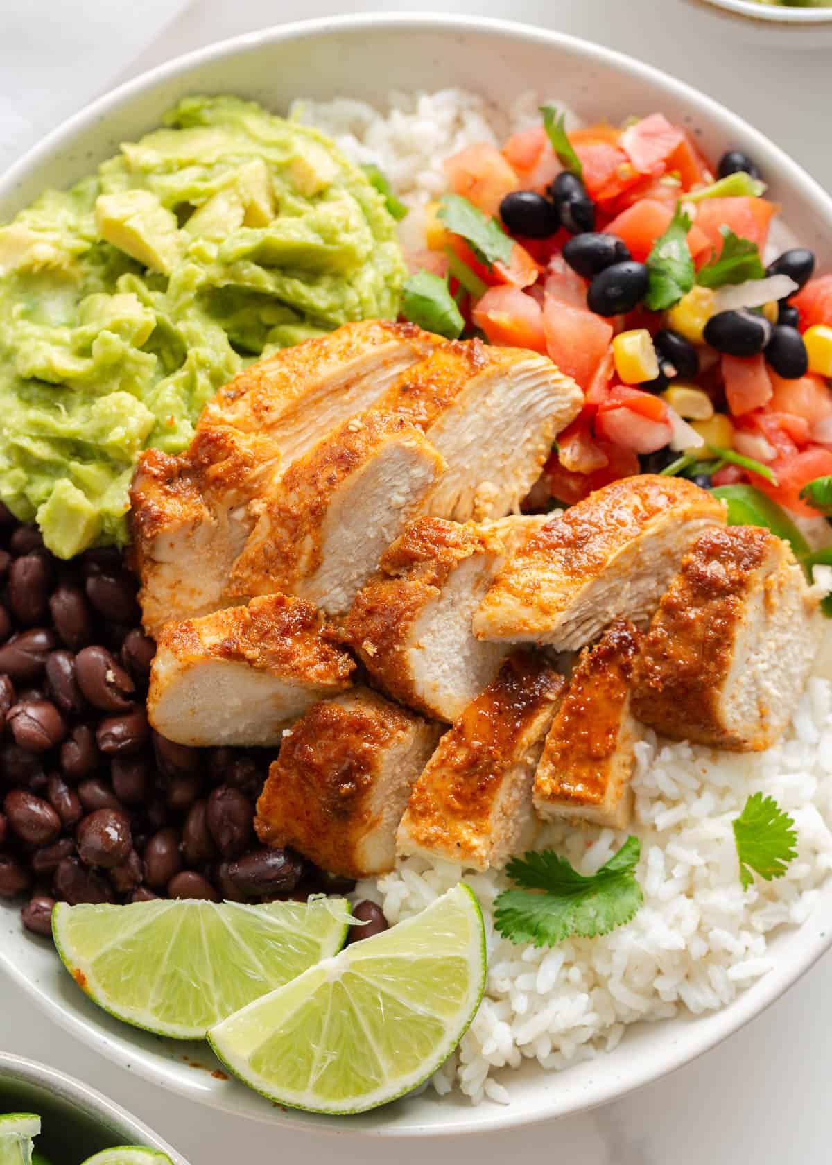 Chipotle chicken in a bowl.