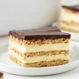 Eclair cake on a plate.
