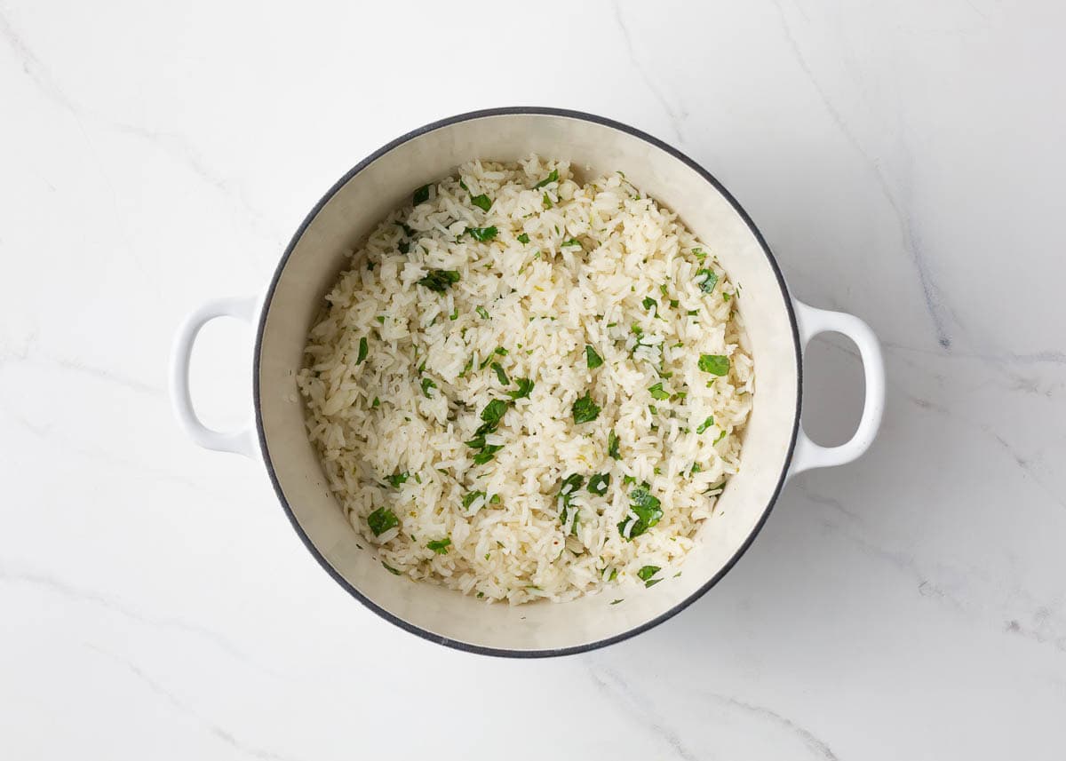 Cilantro lime rice for chicken burrito bowl.