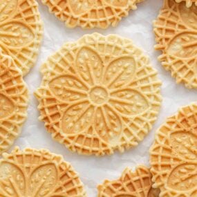 Pizzelle on the counter.