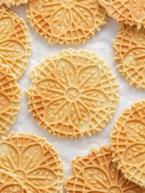 Pizzelle on the counter.