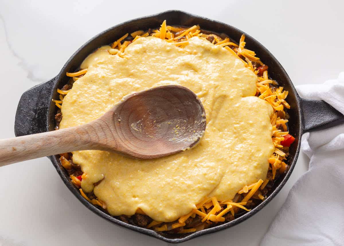 Showing how to make tamale pie.