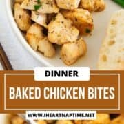 Baked chicken bites on a plate.