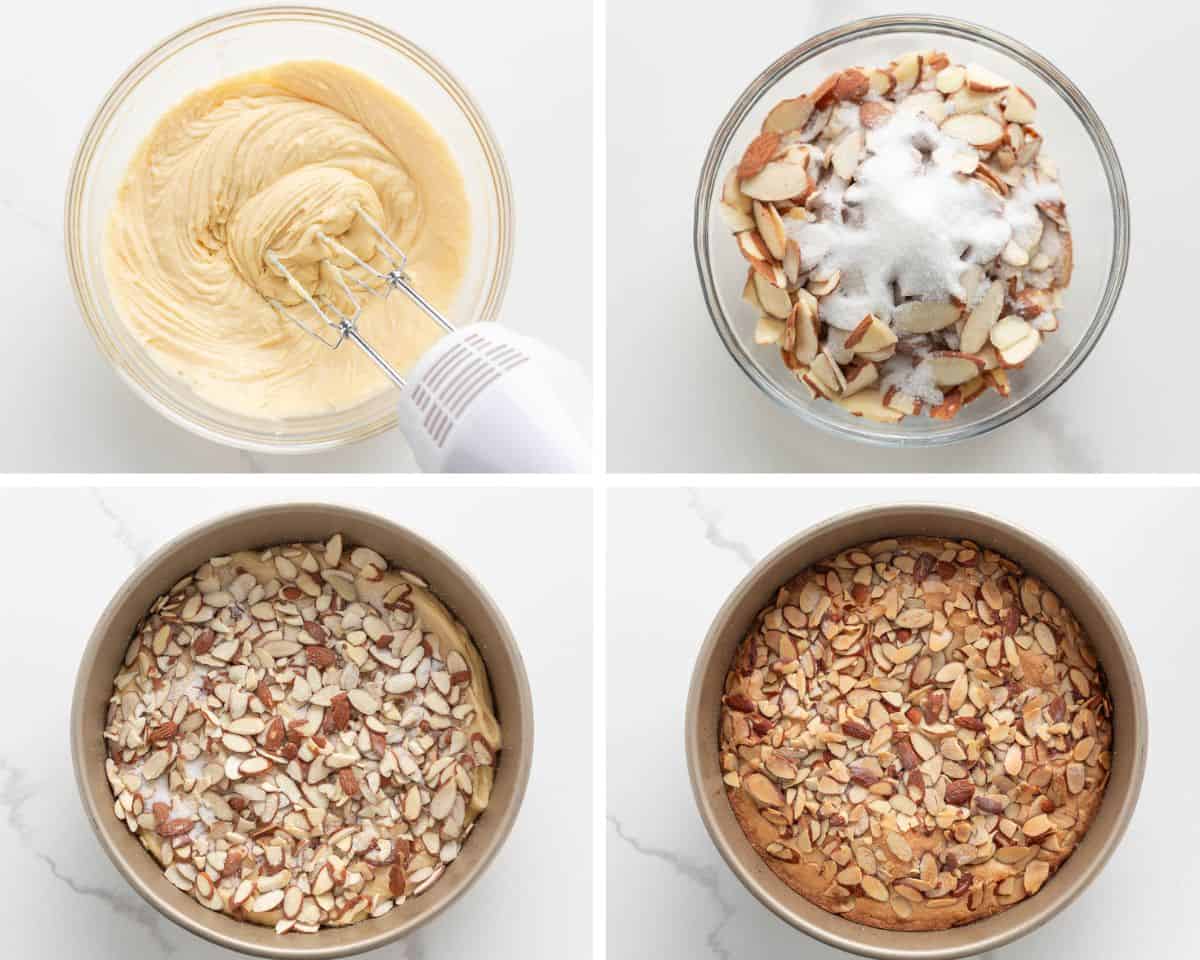 Showing how to make an almond cake.