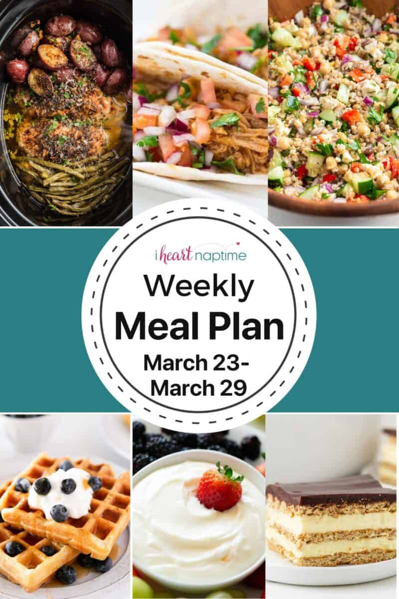 A photo collage or recipes for I Heart Naptime meal plan.