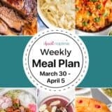 Photo collage of recipes for I Heart Naptime meal plan.