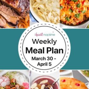 Photo collage of recipes for I Heart Naptime meal plan.