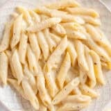 Penne pasta on a plate.