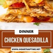 Chicken quesadillas being served.
