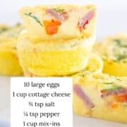 Cottage cheese egg bites with ingredients listed.
