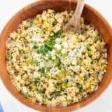 Mexican street corn pasta salad in a bowl.
