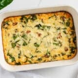 Easy breakfast casserole in a baking dish.