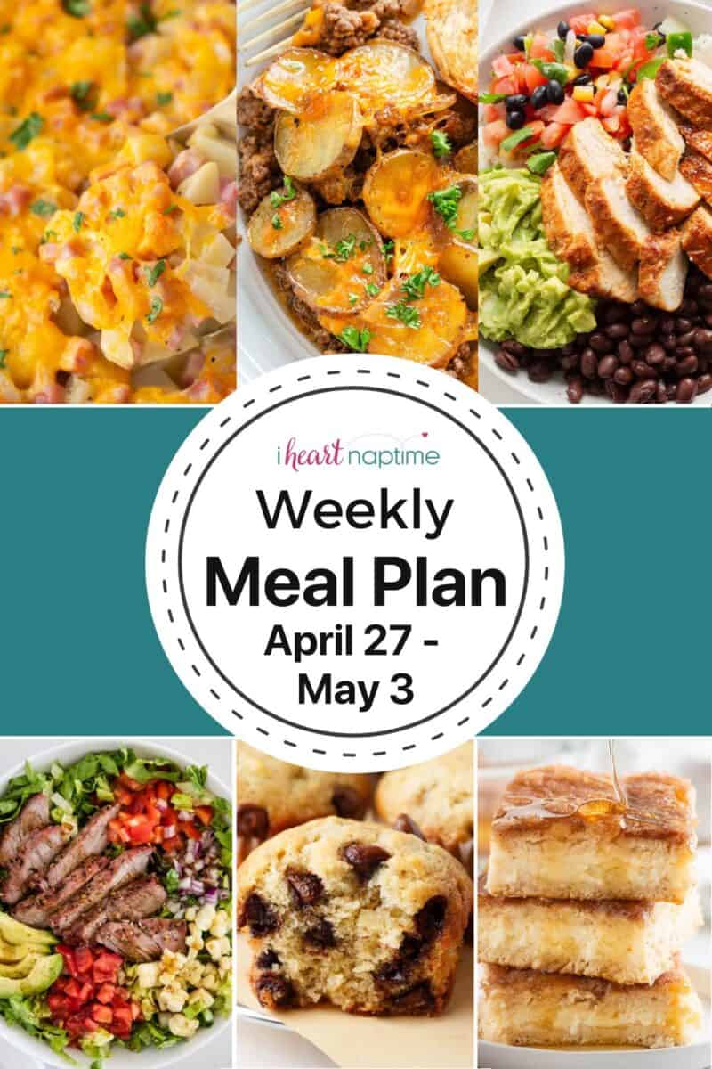 Recipe photo collage for a weekly meal plan for I Heart Naptime