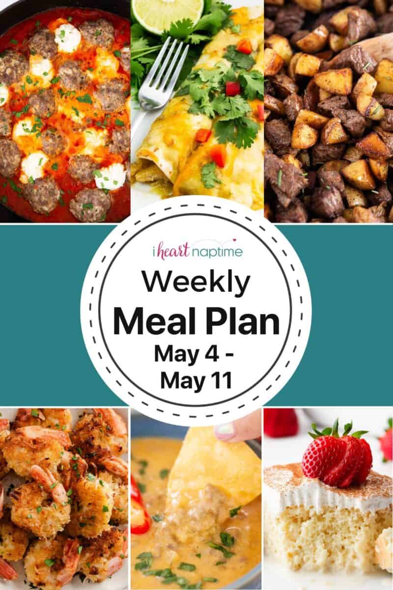 Recipe photo collage for a weekly meal plan for I Heart Naptime.