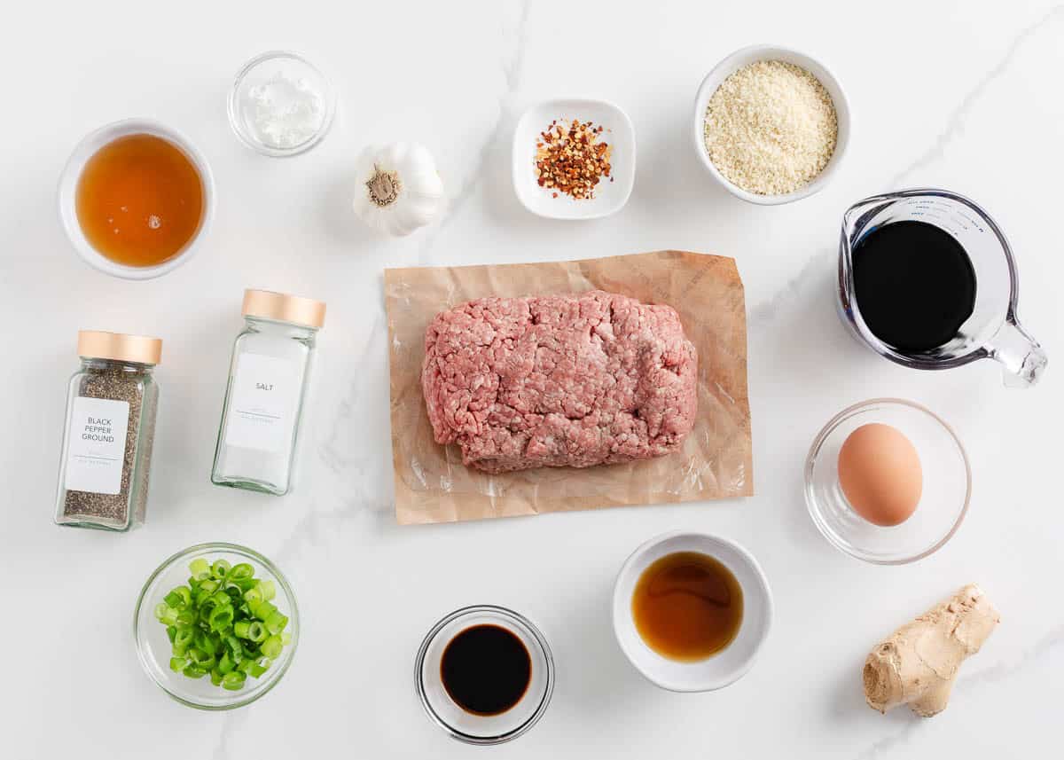 Korean meatballs ingredients.