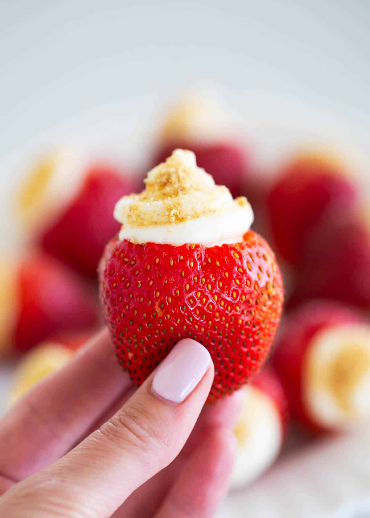 Cheesecake stuffed strawberry.