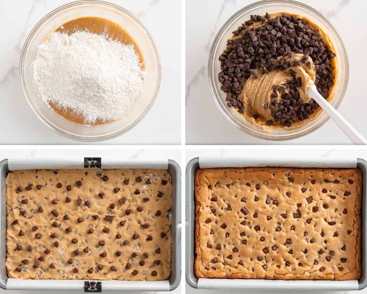 Showing how to make congo bars.